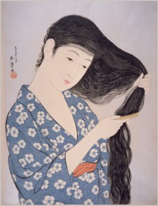 1406-5橋口五葉「髪梳ける女」(江戸東京博物館蔵)